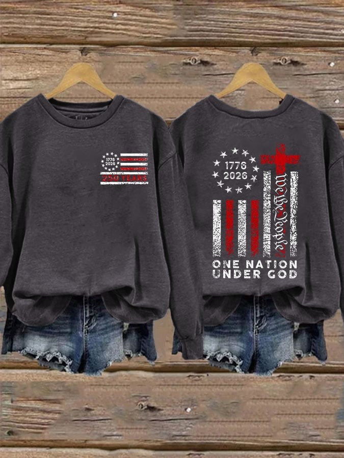 US 250th We The People Sweatshirt 1776 2026 One Nation Under God Crewneck 4th of July Gift - Tradiviet - Image 3