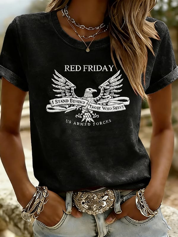 US Armed Forces Red Friday T-Shirt I Stand Behind Those Who Serve Merch Gift For Mom - Tradiviet