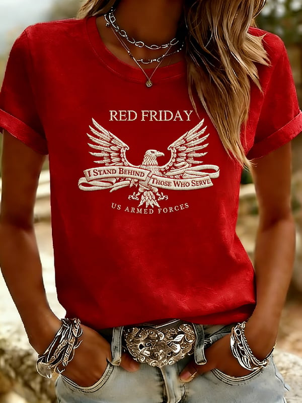 US Armed Forces Red Friday T-Shirt I Stand Behind Those Who Serve Merch Gift For Mom - Tradiviet - Image 2