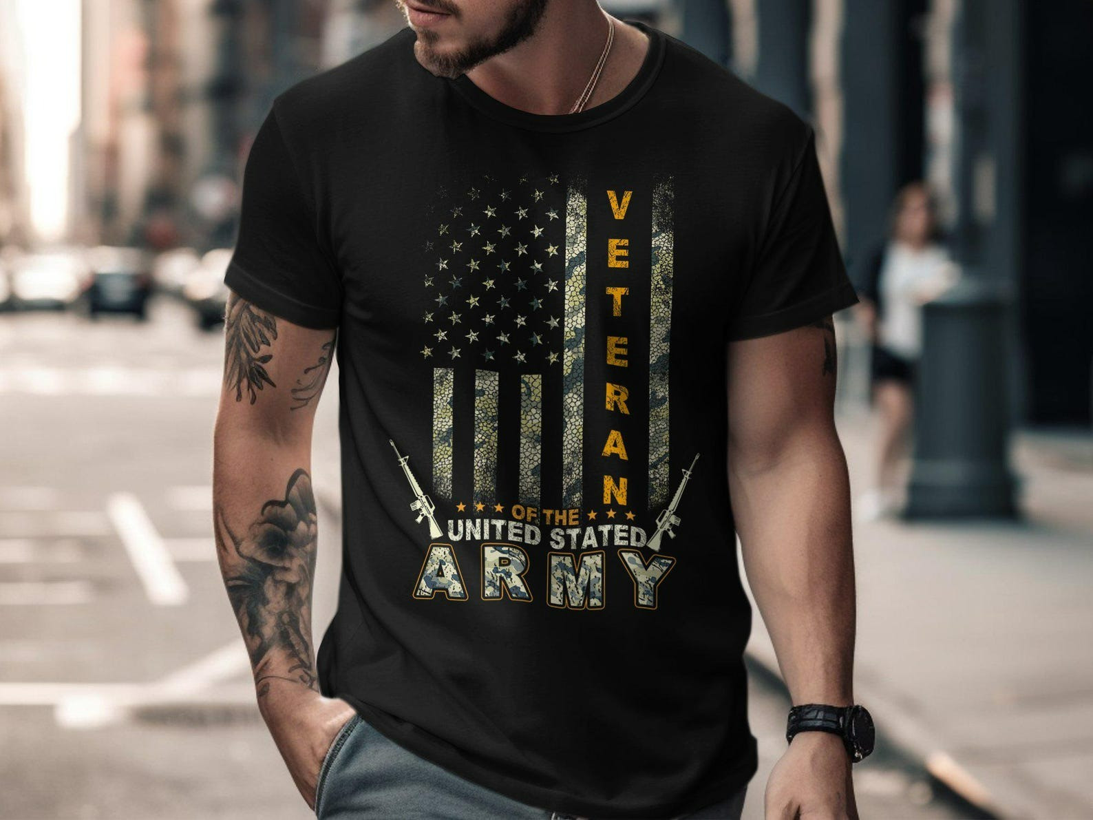 US Army Veteran T-Shirt: Patriotic Stars & Stripes Military Tee - Tradiviet - Image 2