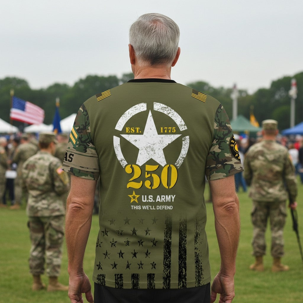 U.S. Army's 250th Birthday Celebration Packers Shirt - Military Appreciation T-Shirt - Tradiviet - Image 3