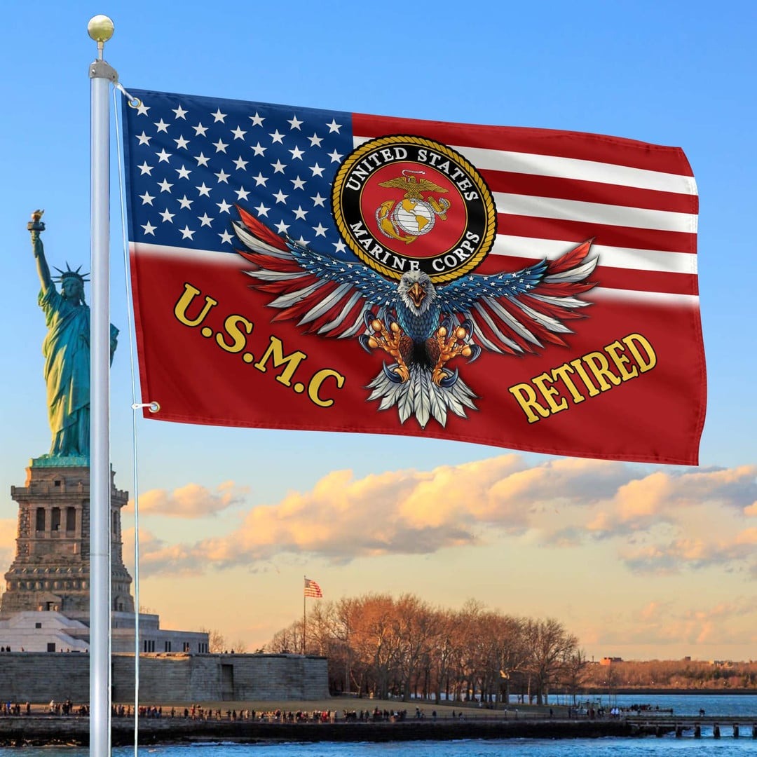 US Marines Retired Grommet Flag Best Gifts On Father's Day for Marine Dad - Tradiviet