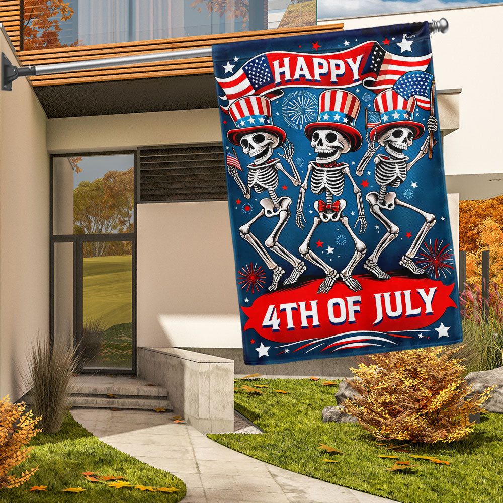 US Military Skeleton American Flag July 4 1776 July 4 2026 Flag Decor Independence Day Merch - Tradiviet