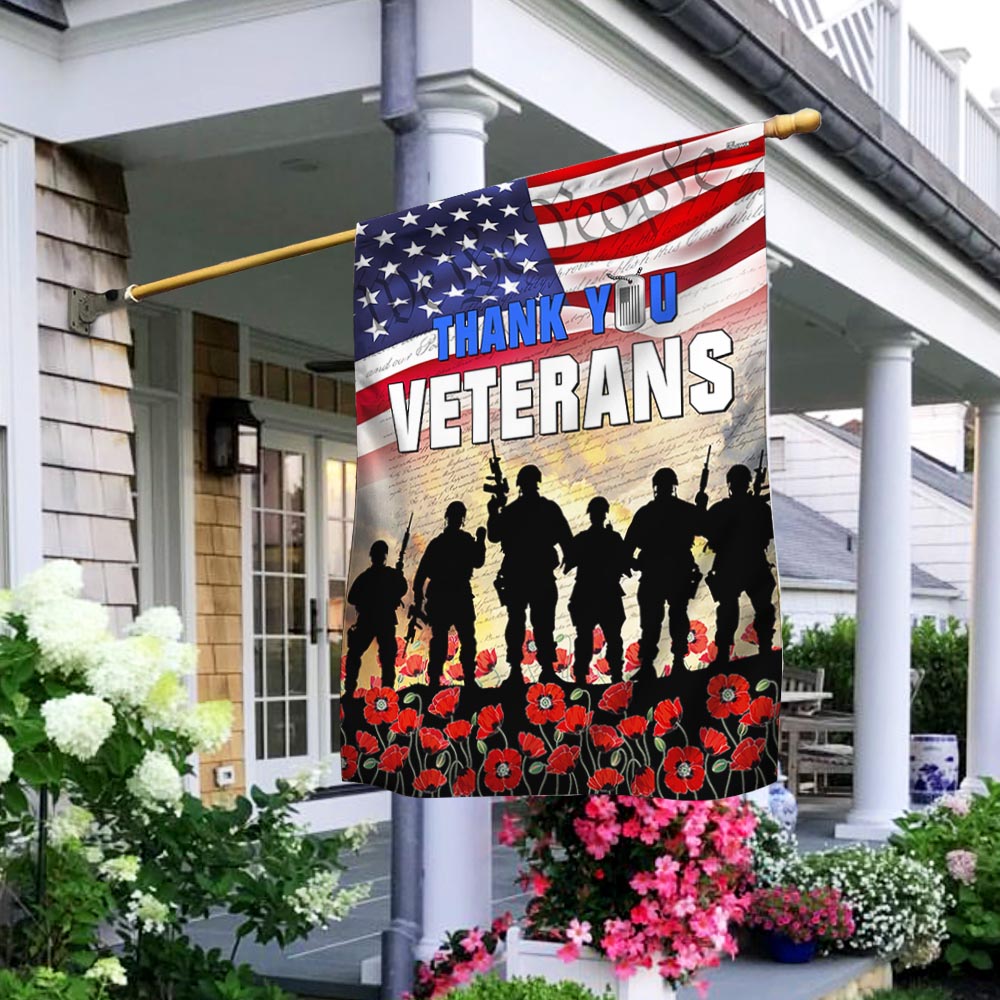US Military Thank You Veterans Flag Military Soldier Poppy American Merch Independence Decor - Tradiviet