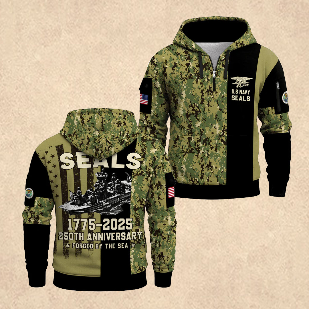 US NAVY 250th All-Over Quarter Zip Hoodie Best 4Th Of July Clothes Father's Day Gift - Tradiviet - Image 2