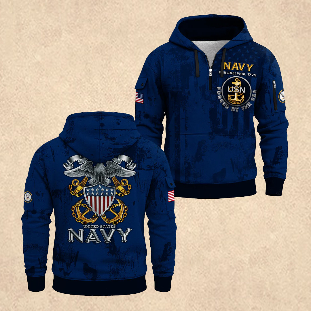 US NAVY 250th All-Over Quarter Zip Hoodie Fourth Of July Clothes Best Gift For Him - Tradiviet - Image 2