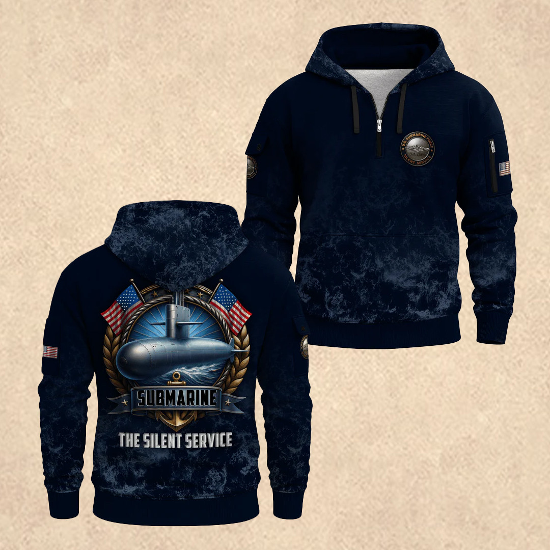 US NAVY 250th All-over Quarter Zip Hoodie Independence Day Apparel Father's Day Gift - Tradiviet - Image 2