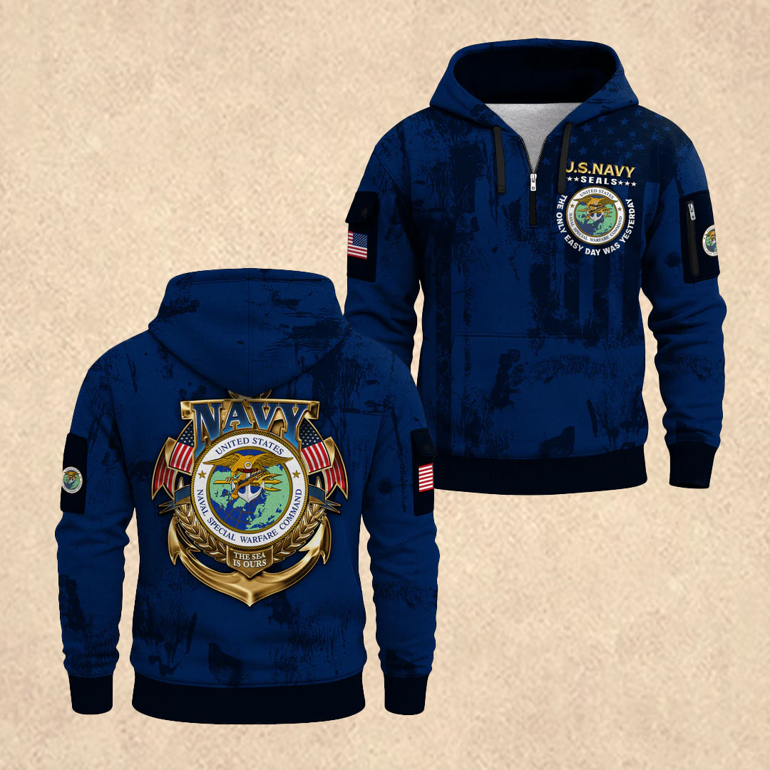 US NAVY 250th All-Over Quarter Zip Hoodie Memorial Day Clothes Gift For Men - Tradiviet - Image 2