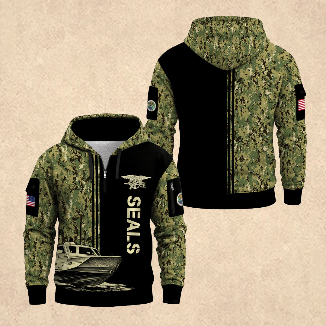 US NAVY 250th All-Over Quarter Zip Hoodie Veteran Day Apparel Father's Day Gift - Tradiviet - Image 2
