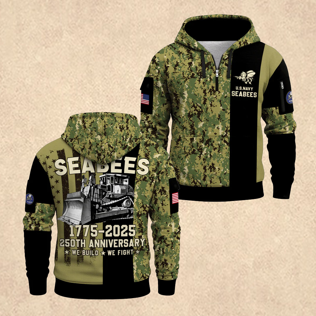 US NAVY 250th Anniversary All-over Quarter Zip Hoodie Best 4Th Of July Apparel Gift For Him - Tradiviet