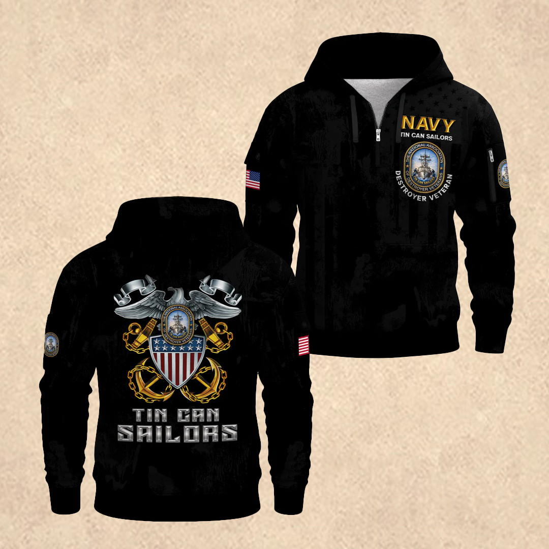 US NAVY 250th Anniversary Quarter Zip Hoodie 4th Of July Apparel Gift for Dad - Tradiviet