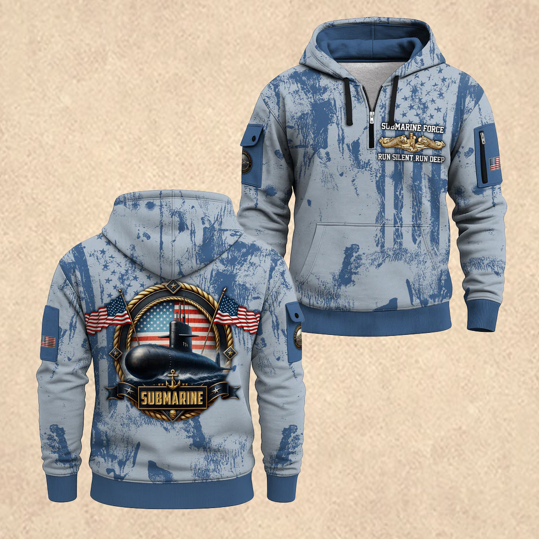 US NAVY 250th Anniversary Quarter Zip Hoodie Father's Day Gift For Navy Veterans - Tradiviet