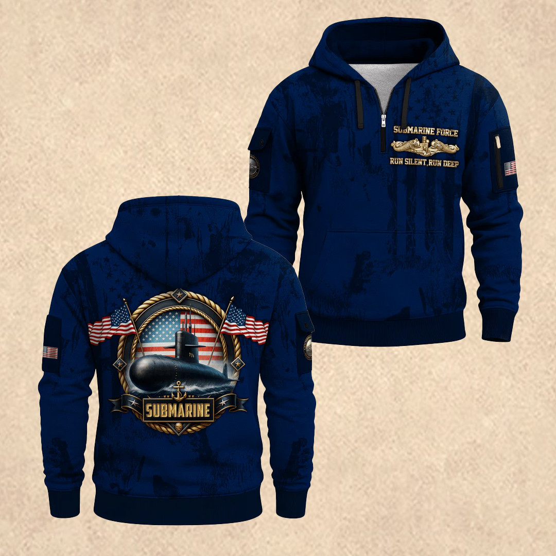 US NAVY 250th Anniversary Quarter Zip Hoodie Father's Day Gift For Navy Veterans - Tradiviet - Image 2