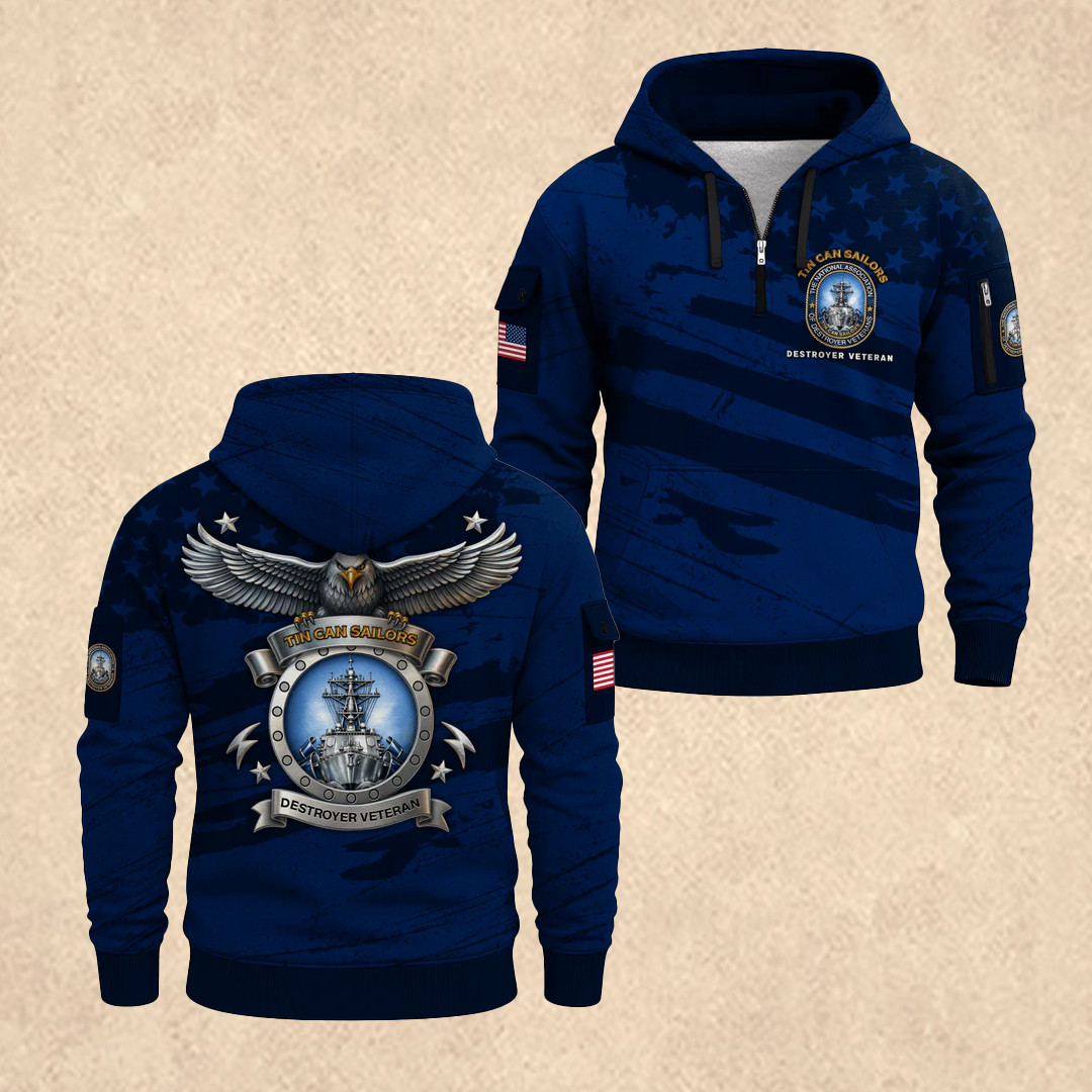 US NAVY 250th Anniversary Quarter Zip Hoodie Fourth Of July Clothes Gift for Veteran - Tradiviet
