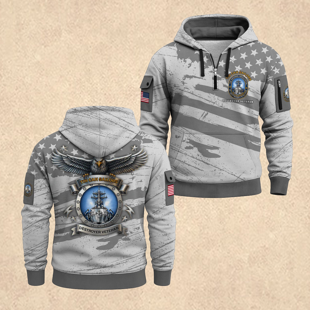 US NAVY 250th Anniversary Quarter Zip Hoodie Fourth Of July Clothes Gift for Veteran - Tradiviet - Image 2
