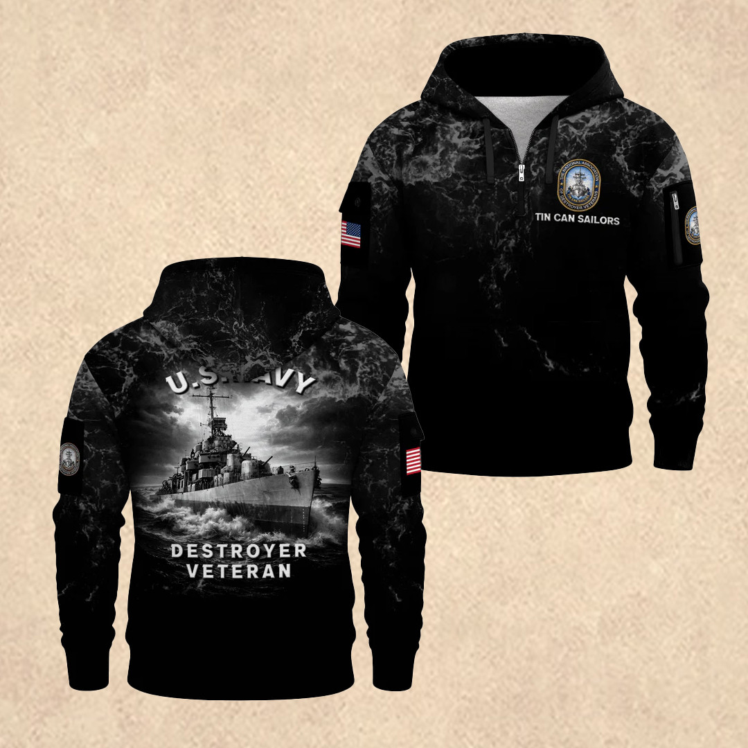 US NAVY 250th Anniversary Quarter Zip Hoodie Independence Day Merch Gift for Men - Tradiviet