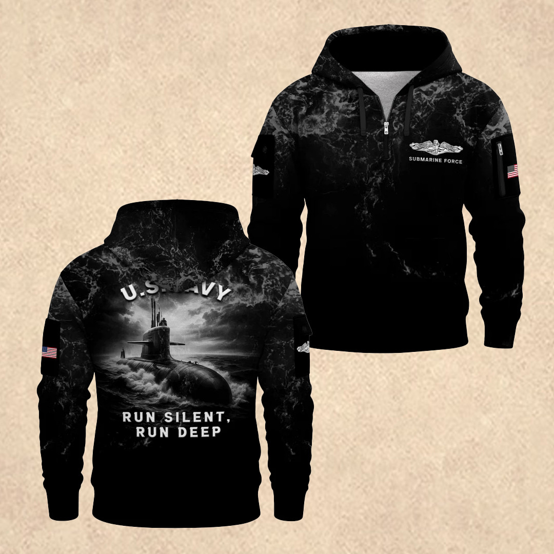 US NAVY 250th Anniversary Quarter Zip Hoodie Memorial Day Clothes Gift For Him - Tradiviet