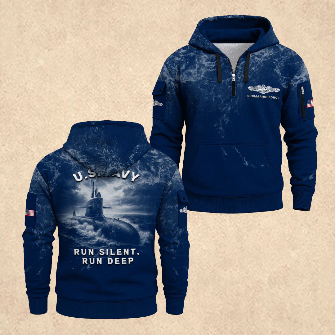 US NAVY 250th Anniversary Quarter Zip Hoodie Memorial Day Clothes Gift For Him - Tradiviet - Image 2