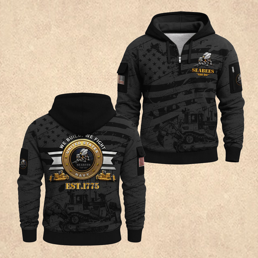 US NAVY 250th Anniversary Quarter Zip Hoodie Memorial Day Merch Gift For Men - Tradiviet