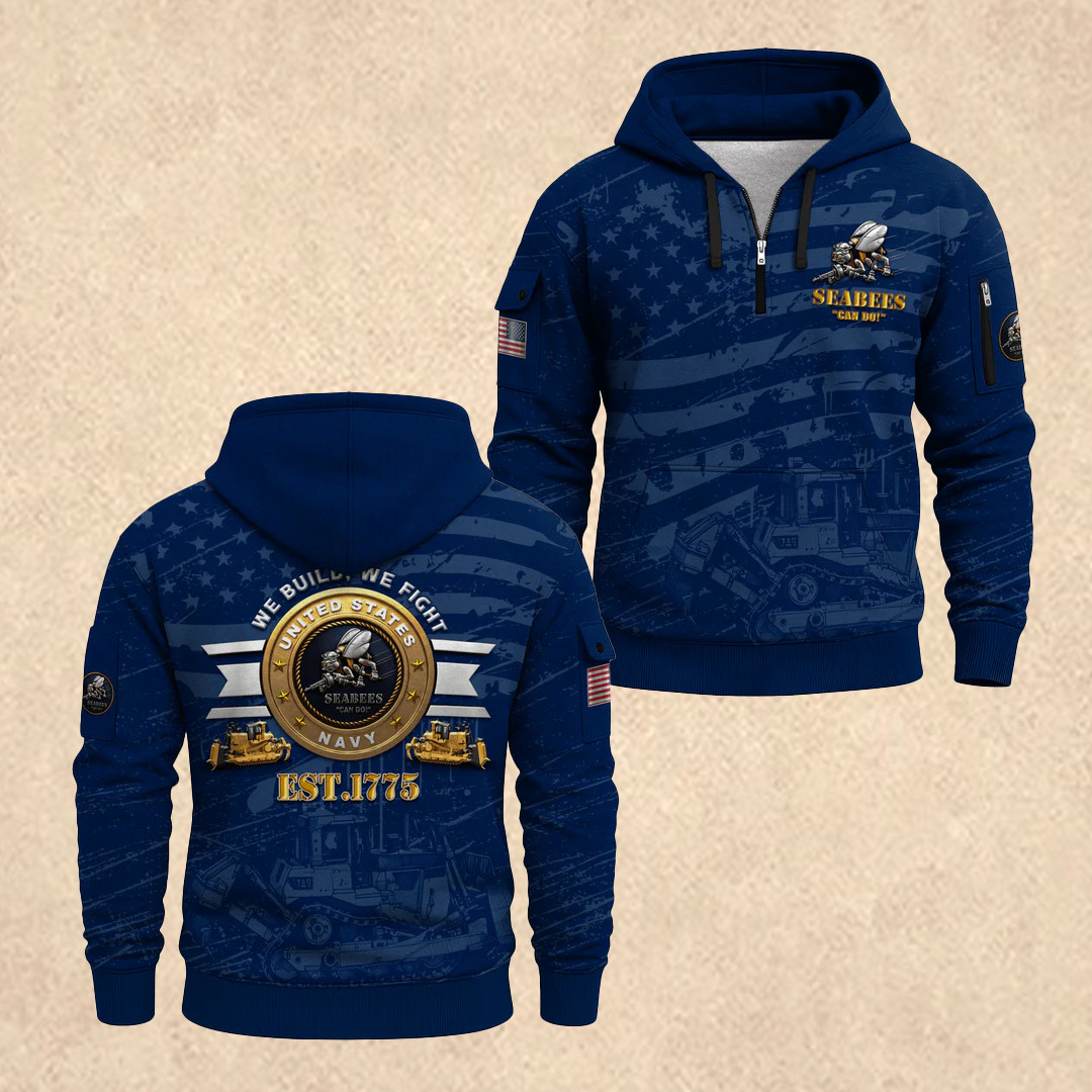 US NAVY 250th Anniversary Quarter Zip Hoodie Memorial Day Merch Gift For Men - Tradiviet - Image 2