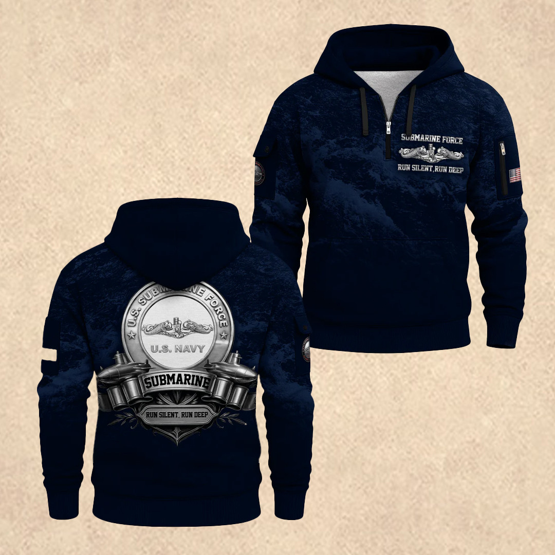 US NAVY 250th Anniversary Quarter Zip Hoodie Veteran Day Merch Tribute Gift for Veterans - Tradiviet - Image 2