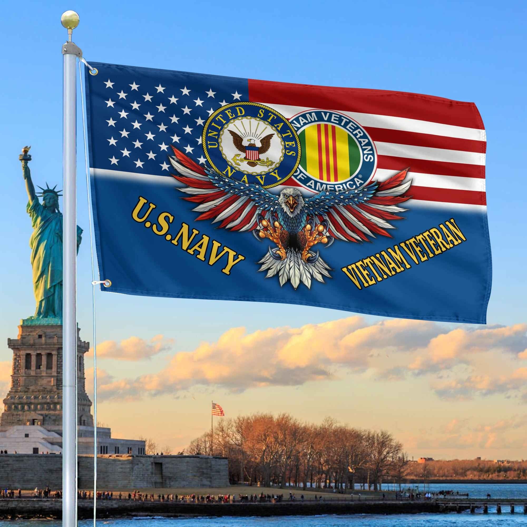 US Navy Vietnam Veteran Flag Best Gifts On Father's Day for Vietnam Veteran - Tradiviet