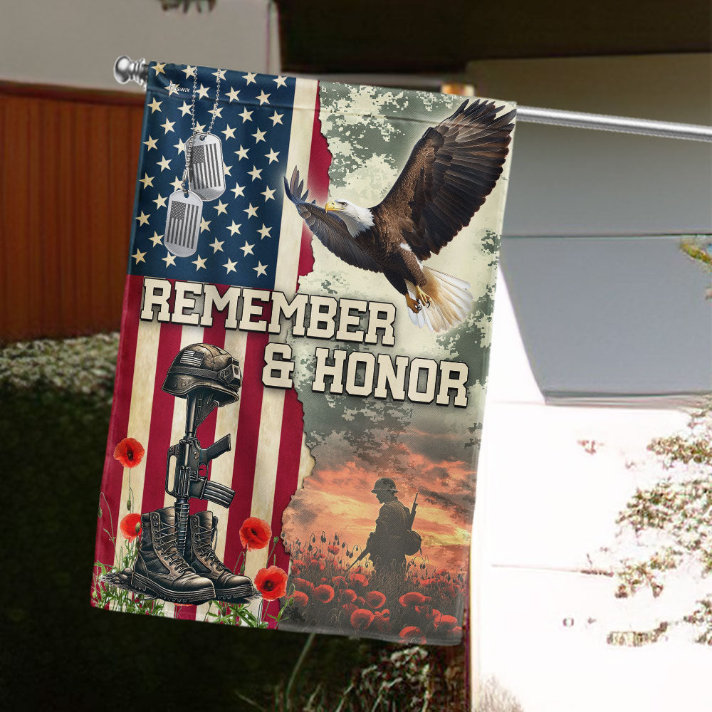 US Veteran Remember And Honor Flag American Flag Eagle Boots Merch Patriots Decor - Tradiviet