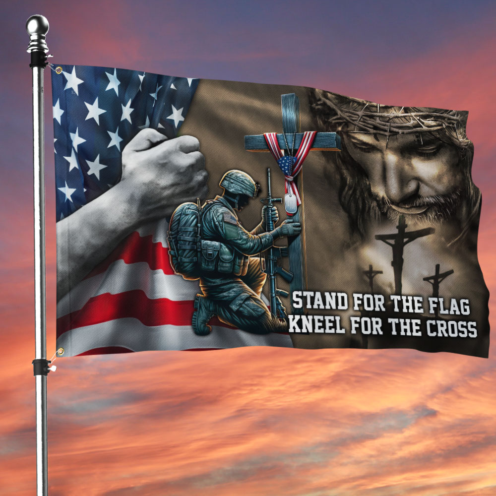 US Veteran Stand For The Flag Kneel For The Cross Flag 250 Years Of USA Decor Gift For Him - Tradiviet