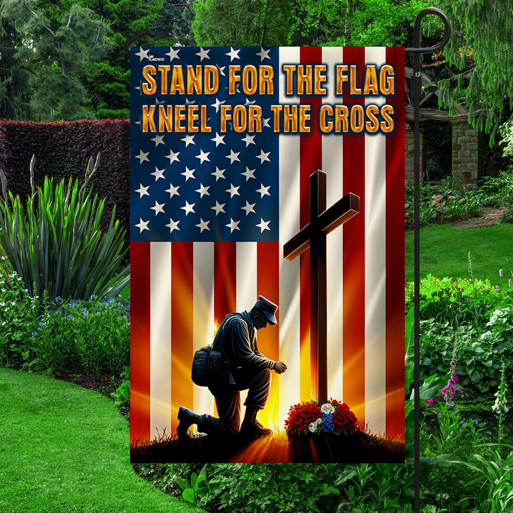 US Veteran Stand For The Flag Kneel For The Cross Flag USA Flag Veterans Day Decor Gift Ideas - Tradiviet