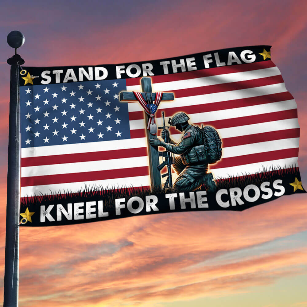 US Veteran Stand For The Flag Kneel For The Cross Flag Veteran Memorial Day Decor - Tradiviet