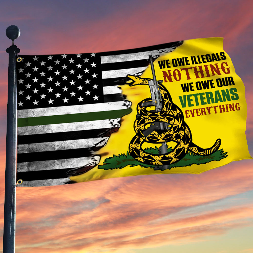 US Veteran We Owe Illegals Nothing Flag Veterans Day Merch Patriotic Decor - Tradiviet