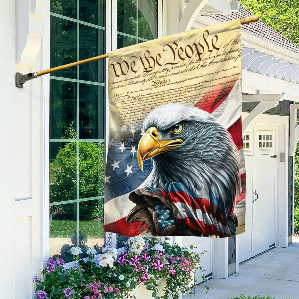 US Veteran We The People Flag American Eagle Memorial Merch Patriotic Decor - Tradiviet