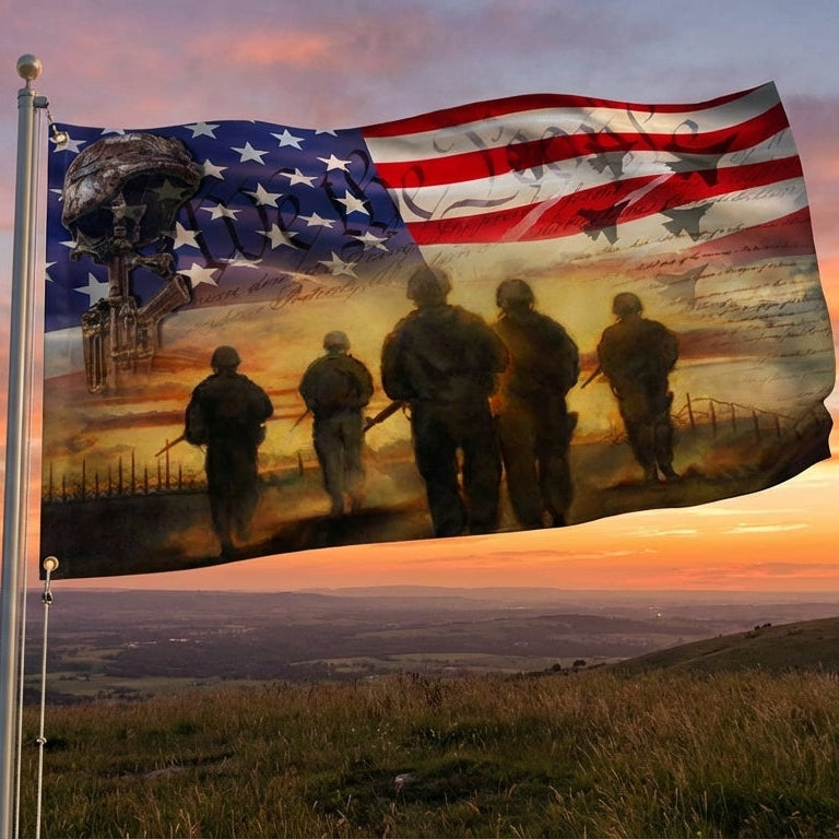 US Veteran We The People Flag Military Soldier American Flag Merch Patriotic Decor - Tradiviet