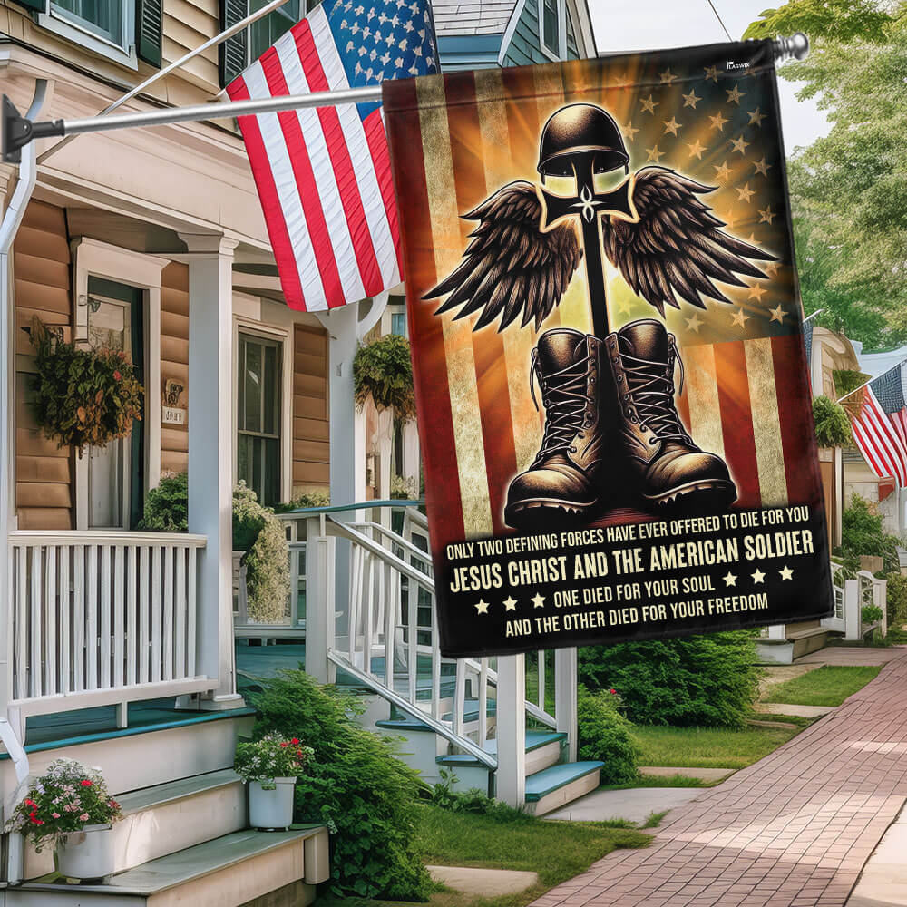 US Veterans Honor Jesus Christ And Our Fallen US Soldier Flag 4Th Of July Merch Patriotic Decor - Tradiviet