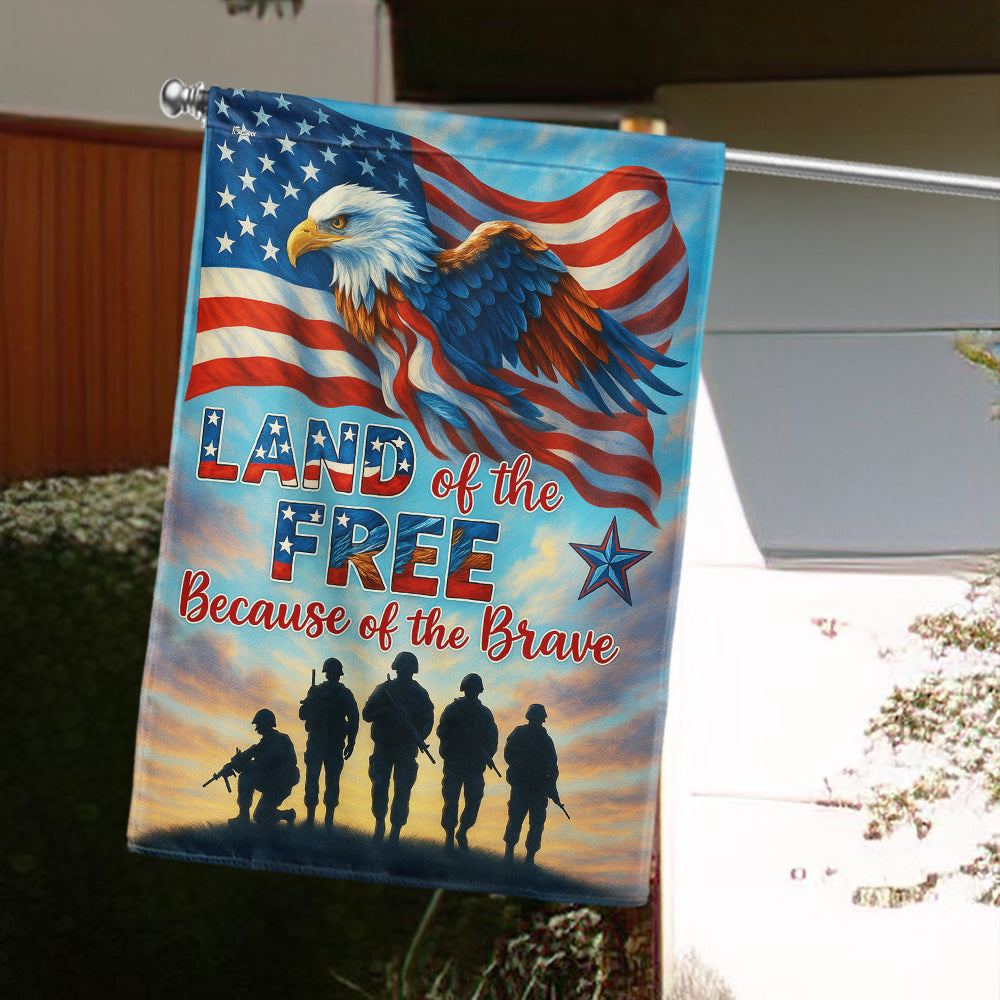 US Veterans Land Of The Free Because Of The Brave Flag Independence Day Merch Patriotic Decor - Tradiviet