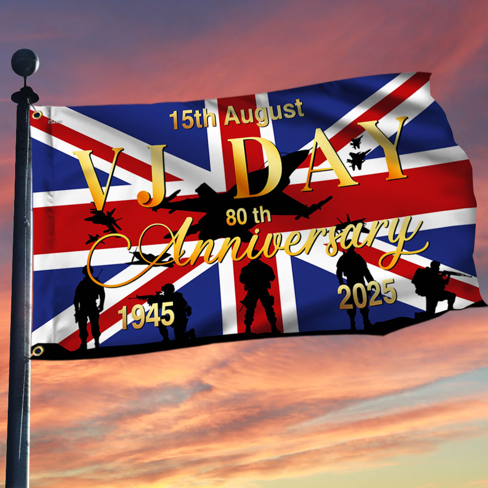 US Veterans VJ Day 15th August 80th Anniversary Flag Union Jack Grommet Flag Independence Decor - Tradiviet