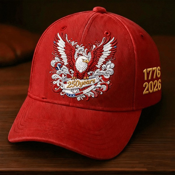 USA 250 Years Anniversary Eagle Baseball Cap Patriotic 1776 2026 Freedom Merch Gift For Him - Tradiviet