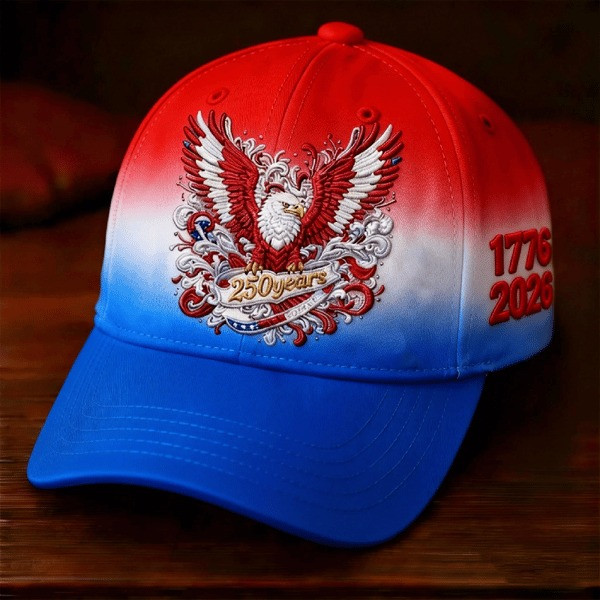 USA 250 Years Anniversary Eagle Baseball Cap Patriotic 1776 2026 Freedom Merch Gift For Him - Tradiviet