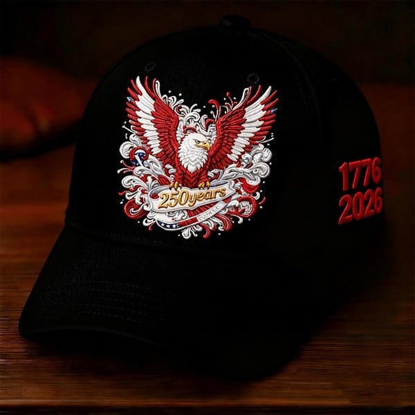 USA 250 Years Anniversary Eagle Baseball Cap Patriotic 1776 2026 Freedom Merch Gift For Him - Tradiviet - Image 3