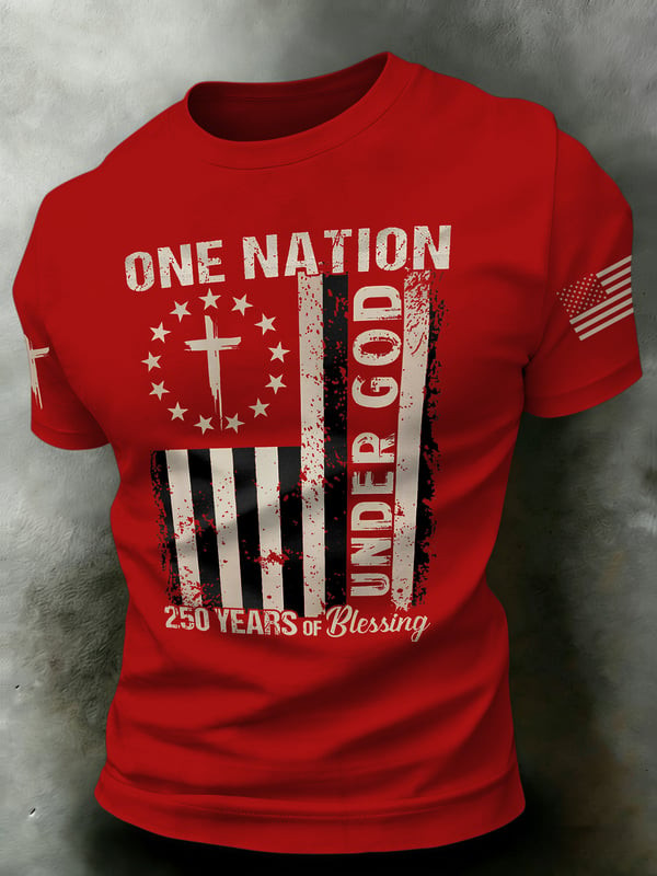 USA 250 Years Of Blessing T-Shirt 1776-2026 Independence Day Apparel Gift For Husband - Tradiviet - Image 2
