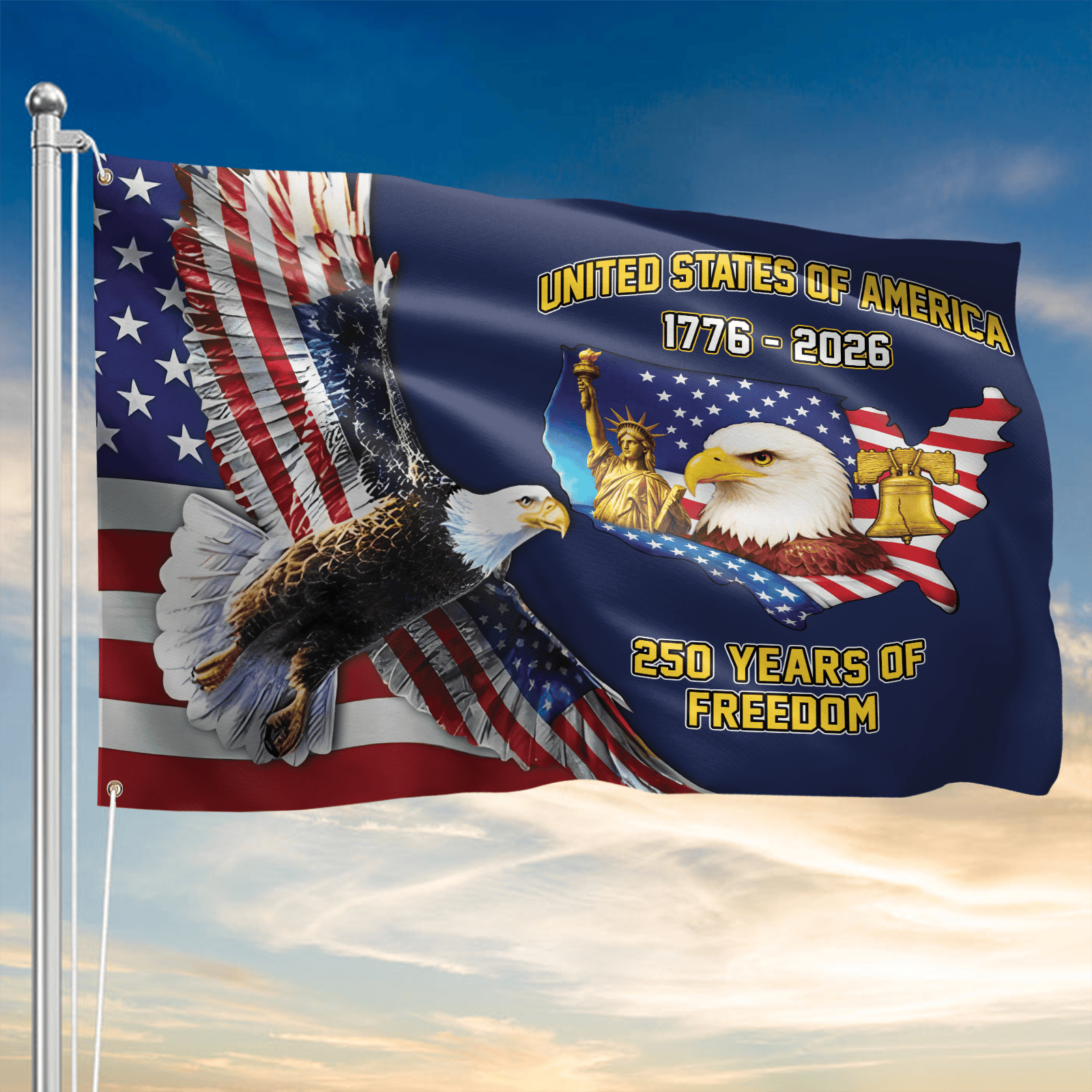 USA 250 Years Of Freedom Flag 1776 2026 USA Independence Yard Sign Mother's Day Gift - Tradiviet