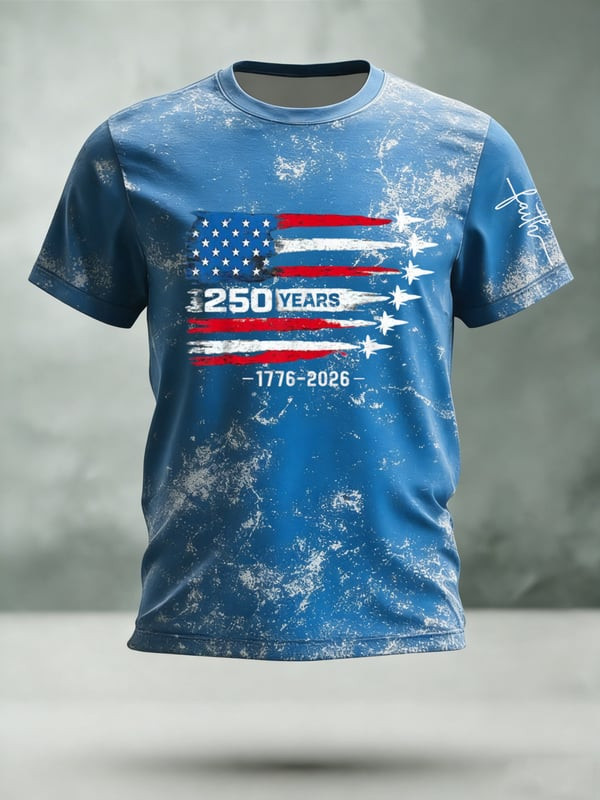 USA 250 Years Of Freedom T-Shirt American 1776 2026 Patriotic Flag 4Th Of July Apparel - Tradiviet