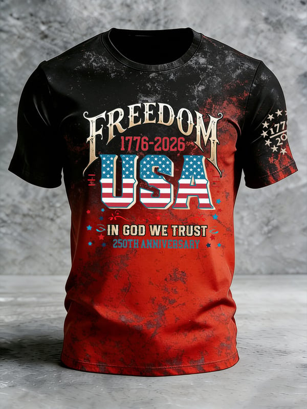 USA 250 Years Of Freedom T-Shirt In God We Trust Clothing Gift For Independence Day - Tradiviet