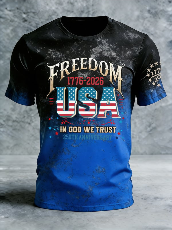 USA 250 Years Of Freedom T-Shirt In God We Trust Clothing Gift For Independence Day - Tradiviet - Image 2
