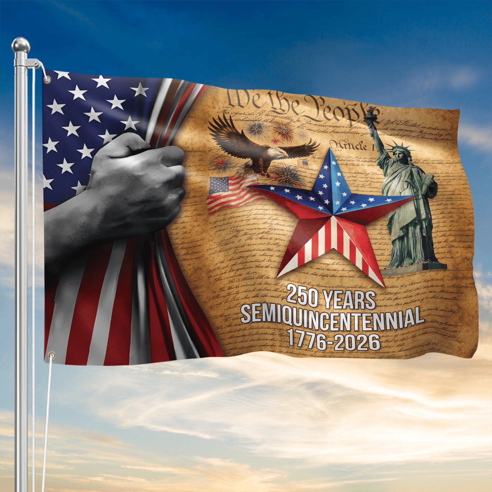 USA 250 Years Of Independence 1776 2026 We The People USA Freedom Banner Gift for Mom - Tradiviet