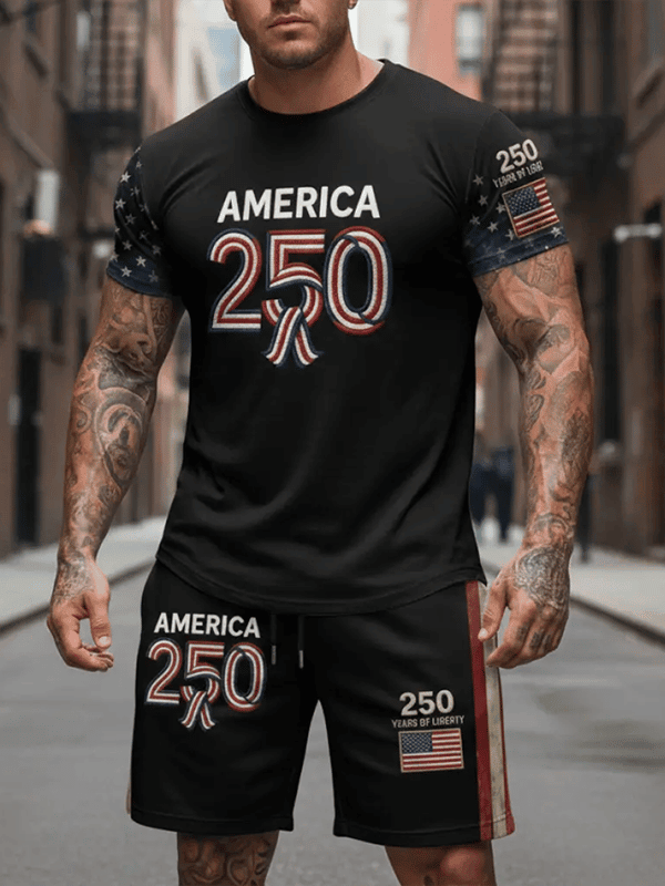 USA 250 Years Of Liberty T-Shirt & Short Independence Day Apparel 4Th Of July Clothes - Tradiviet