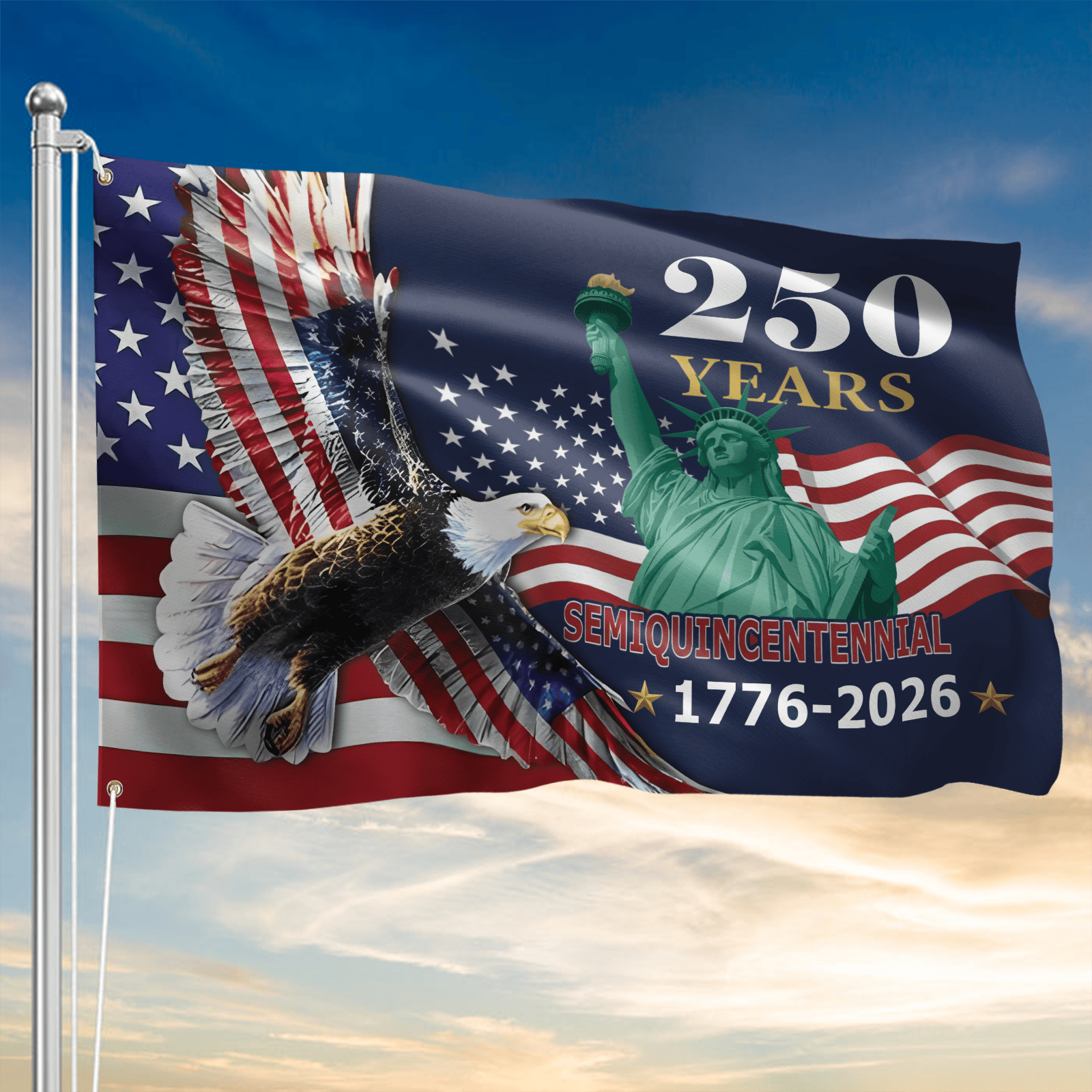 USA 250Th Anniversary Flag 1776 2026 Patriotic American Flag Decor Gift For Him - Tradiviet