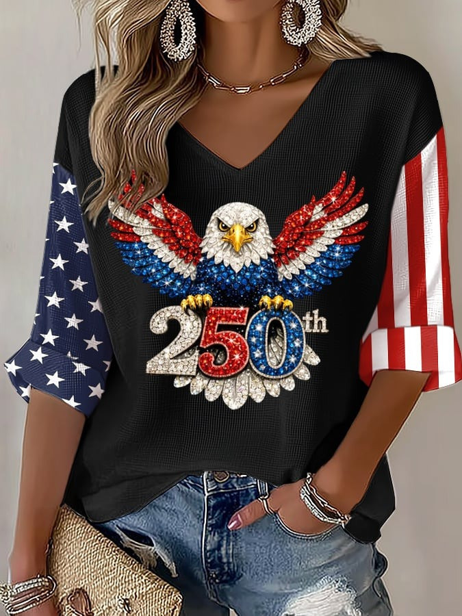 USA 250th Anniversary Long Sleeve Shirt American Eagle Graphic Gift for Wife - Tradiviet