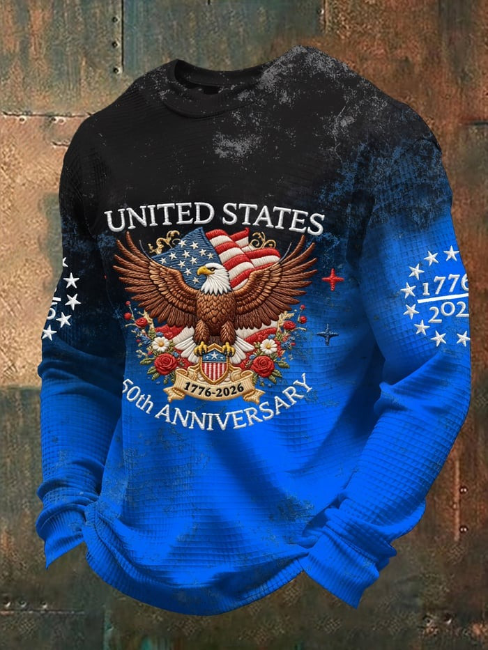 USA 250th Anniversary Long Sleeve Shirt Bald Eagle Print Fourth of July Apparel Gift - Tradiviet - Image 2
