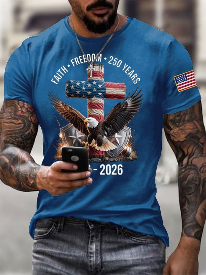 USA 250th Anniversary Shirt Mens Faith Freedom Shirt Patriotic Clothing Gift - Tradiviet - Image 2